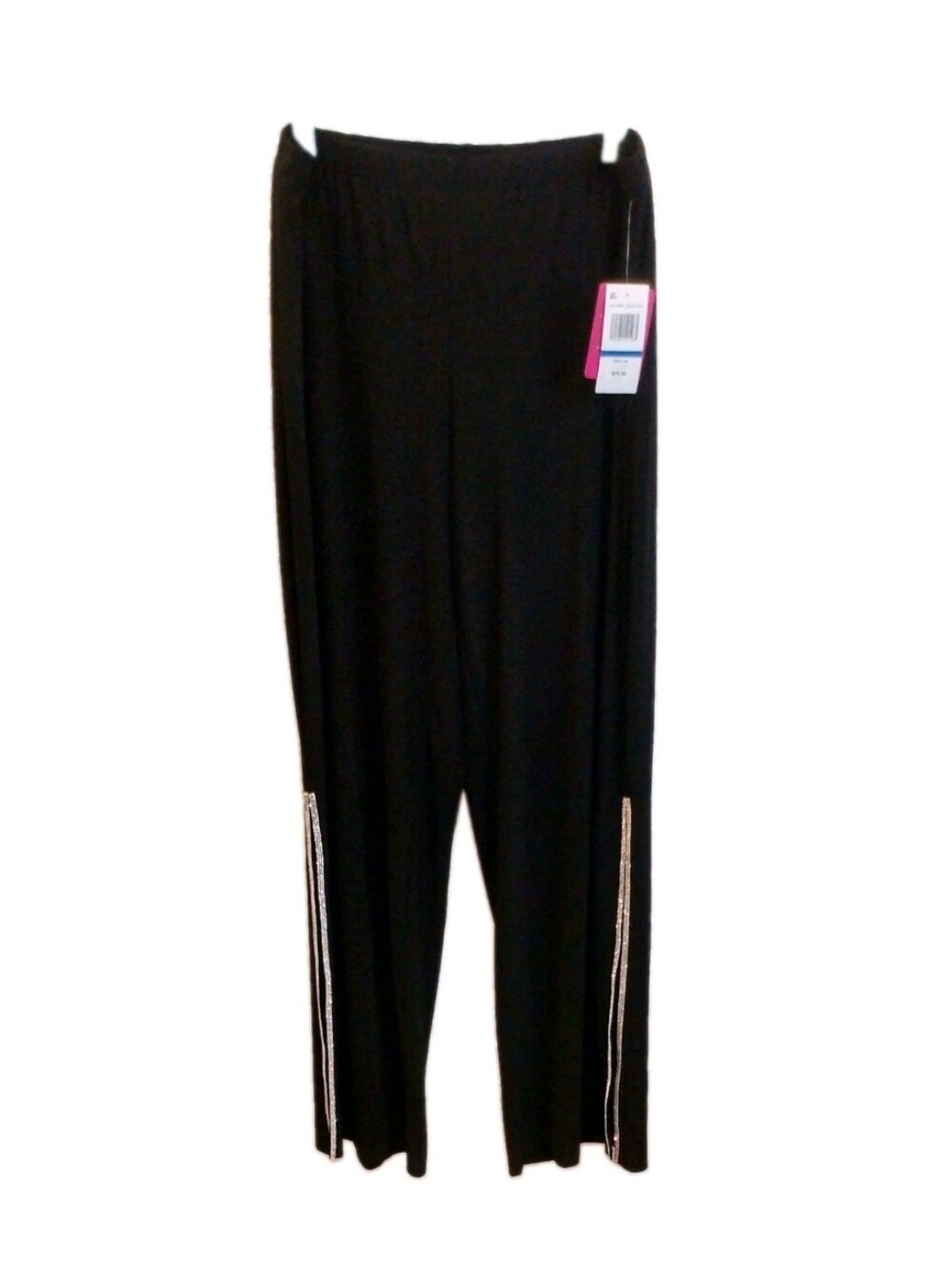 MSK Black Rhinestone Side Stripe Wide Leg Pants XL NWT